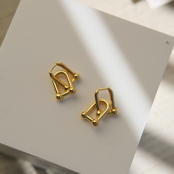 🌟18k Gold Plated Link Chain Earrings - Picture 8 of 9